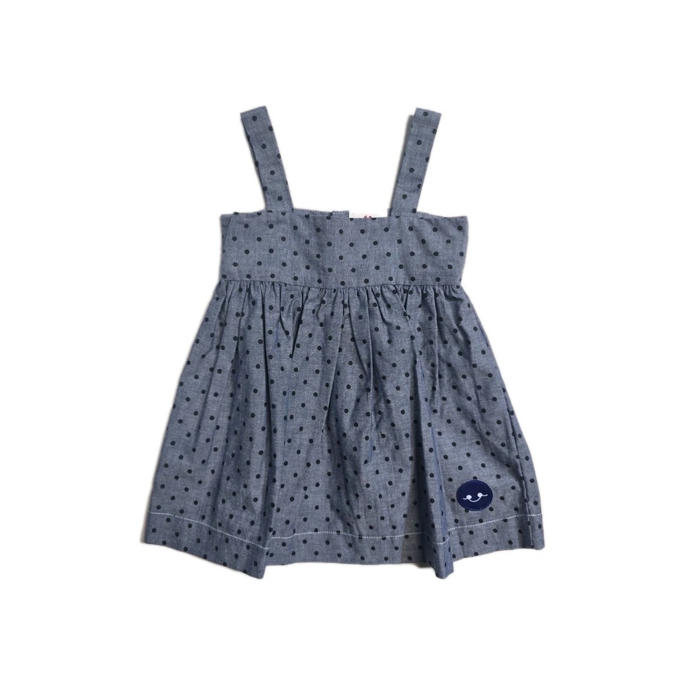 Smiling Button Boutique Girls  2 T Dress Tank Blue Dots NEW